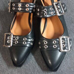 7.5 Point Toe Sling Back flats with Silver hardware